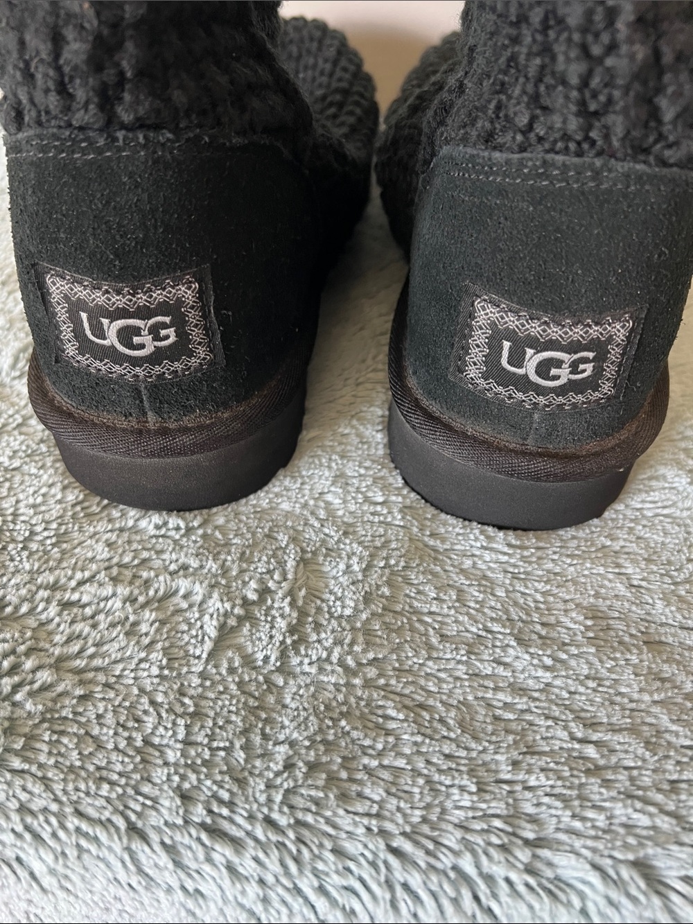 UGG Classic Solene Tall Knit Boots Black Size 9 Like New - Picture 5 of 7
